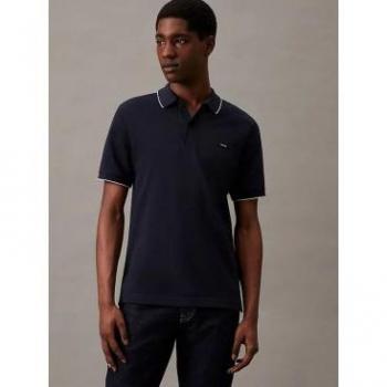 Calvin Klein Men's Sustainable Slim Fit Short Sleeve Stretch Pique Polo Shirt - Night Sky (M)