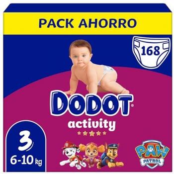 Pañales Dodot Activity Talla 3 (6-10 kg) - Pack Ahorro de 168 Unidades, Nº1 en Absorción y Comodidad, Ajuste Total 3D, Diseños Patrulla Can