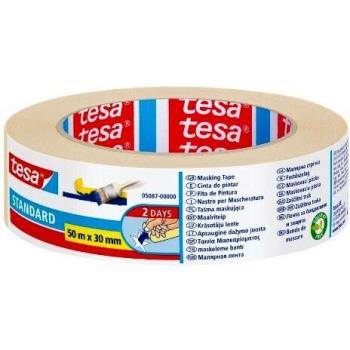 tesa Cinta de Pintar STANDARD , Cinta de Pintor, Removible Sin Residuos hasta 2 Días Después, Sin Disolventes , Ancha, 50 m x 30 mm