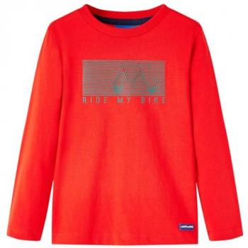 Camiseta Infantil de Manga Larga Estampado de Bicicleta Jersey Ropa Rojo 116