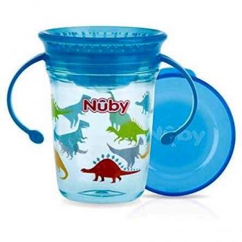 Nûby - Taza mágica de tritan 360 con asas-Aqua-240ml-6M