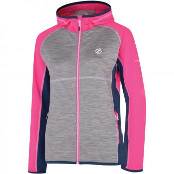 Dare 2b Corteous Core - Capa intermedia de forro polar con capucha y cremallera completa para mujer, Mujer, capa intermedia elástica, DWL394 32C06L, Rosa