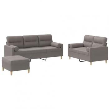 Juego de sofás con cojines 3 piezas tela gris taupe