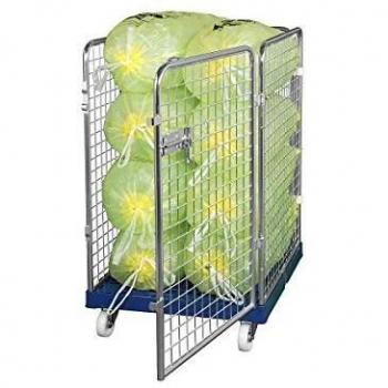 Contenedor de rejilla de alambre con base rodante de plástico, 4 lados, altura útil 1020 mm