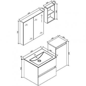 Mueble de baño suspendido con lavabo Siena 60 cm blanco lacado y 2 cajones