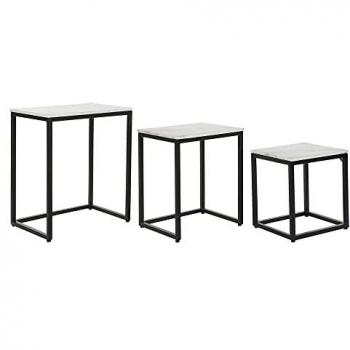 Juego de 3 mesas DKD Home Decor Negro y Blanco con diseño de mármol e estructura de hierro (50 x 35 x 60,5 cm)
