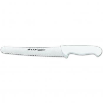 Arcos Serie 2900, Cuchillo Pastelero, Hoja Serrada de Acero Inoxidable Nitrum de 250 mm, Mango inyectado en Polipropileno Color Blanco