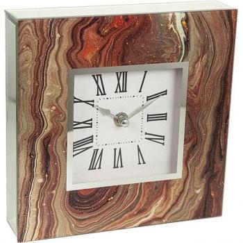 Reloj de Mesa Romimex Vidrio Decorado Marrón Dorado 20 x 20 x 5 cm