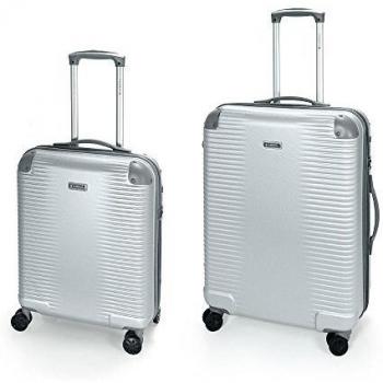 Gabol - Balance | Juego de Maletas de Viaje Rigidas de Color Plata con Trolley de Cabina y Trolley Mediano