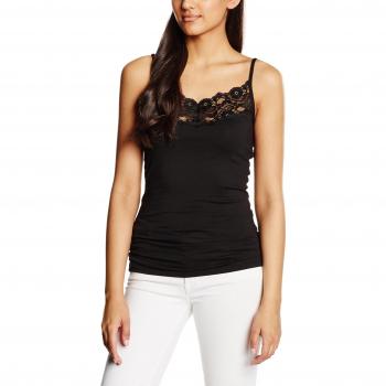 Vila Clothes VIOFFICIEL Lace Strap Top-Noos Camiseta sin Mangas, Negro