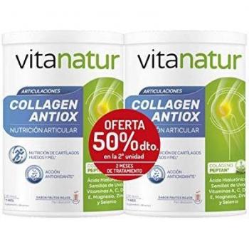 Vitanatur - Collagen Antiox, Complemento Alimenticio con ingredientes que poseen Acción Antioxidante y adecuados para la Nutrición Articular, Sabor Frutos Rojos - Pack 2 Botes x 360 g