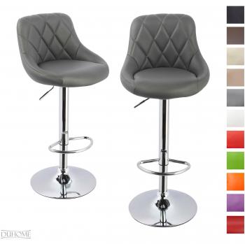 Juego de 2 taburetes de bar gris cuero sintético ajuste de altura con respaldo seleccion de color Duhome 523B