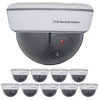 Cámara de Seguridad Falsa Dummy 3 en 1 con LED Intermitente para Exterior - Prevención de Robos y Videovigilancia Engañosa, Color Blanco
