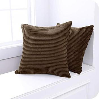UMI Amazon Brand Fundas para Cojin Decorativas Cuadrado Suave 2 Piezas 45x45cm Chocolate