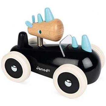 Janod- Rony Coche de Madera Maciza Lacada, Multicolor