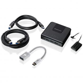 IOGEAR 4x2 USB 3.0 Peripheral Sharing Switch with USB-C Adapter, GUS432CA1KIT