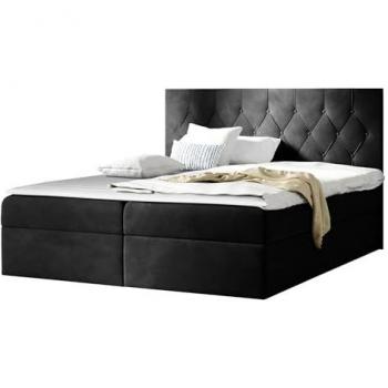 Cama Continental Baltimore 159 con Somieres y Tapiz, Doble, 208x167x103cm, Color Negro