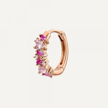 Pendiente Piercing Aro Chloe de Plata 925 con Baño de Oro Rosa y Circonitas - Cierre Clic