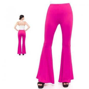 Partilandia - Pantalones de Campana de Punto Fucsia para Mujer