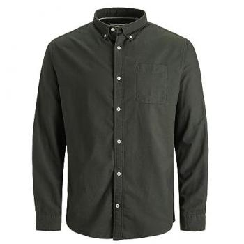 Jack & Jones Plus Size Long-Sleeved Oxford Shirt in Forest Night