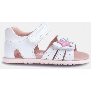 Sandalias de niña Pablosky en piel con cierre adherente y estrellas - Modelo 37 507 Blanco