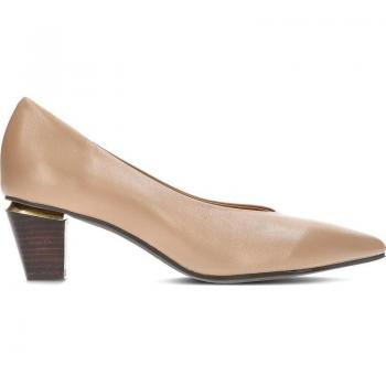 Zapatos de tacón de piel metalizada en color marrón modelo BAOJI para mujer, hechos a mano en España