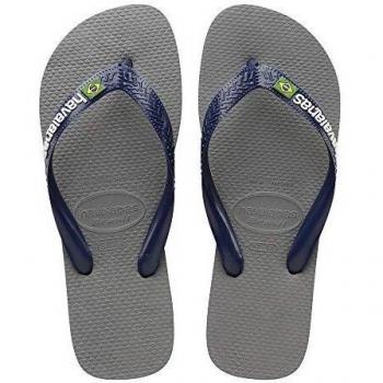 Havaianas Brasil Logo, Chanclas Unisex Adulto Flip-Flop, Steel Grey Navy Blue, 37 EU