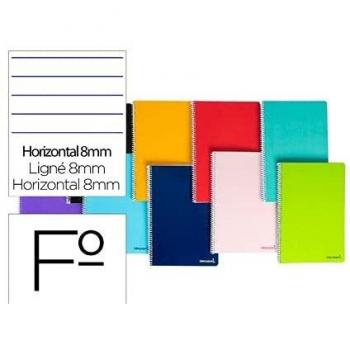 Cuaderno espiral liderpapel folio smart tapa blanda 80h 60gr horizontal 8mm con margen colores surtidos