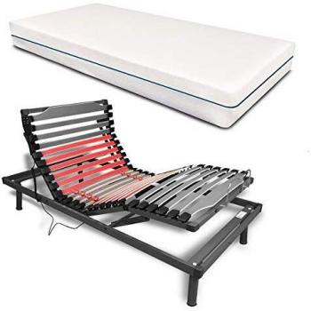 Duérmete Online Cama Eléctrica Articulada Reforzada 5 Planos Ergoluxe + Colchón Viscoelástico Dorsal Visco, Gris, 90x190