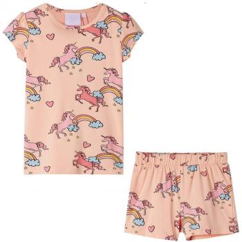 Pijama infantil de manga corta naranja claro 104