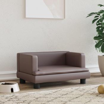 Cama para perros de cuero sintético marrón 60x40x30 cm Vidaxl