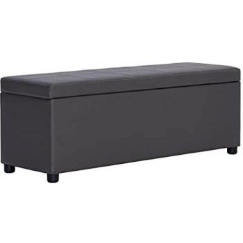 SengentoStyle Bankje met opbergvak 116 cm kunstleer grijs