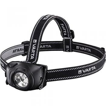Linterna LED Indestructible Varta 5x5mm, Frontal, 55lm, Funciona con 3 Pilas AAA, Color Negro