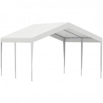 Carpa Garaje para Coche 4x4 m Cochera Portátil Impermeable Pabellón Gazebo de Jardín Patio Exterior con Accesorios Blanco