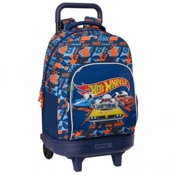 Mochila Grande con Ruedas Compact Extraíble Hot Wheels Speed Club 33x45x22cm