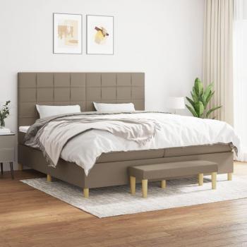 Estructura de cama box spring con colchón Tortera 200x200 cm en tela gris taupe