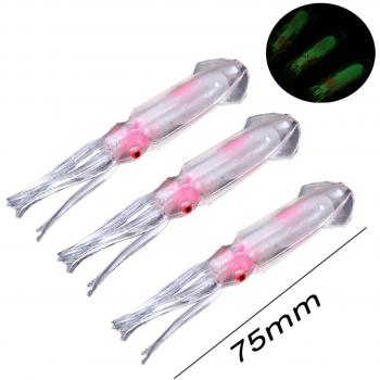 20 cebos luminiscentes en forma de calamar para pesca, 7,5 cm, para agua salada