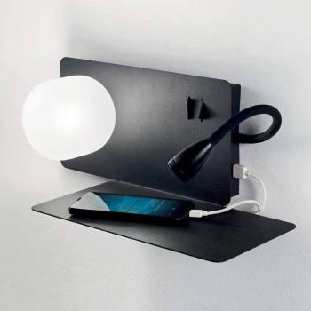 Aplique de pared con luz de lectura Book Black Metal 2 bombillas 15cm, Ideal Lux - Book - Aplique de pared led 2 luces Negro, G9