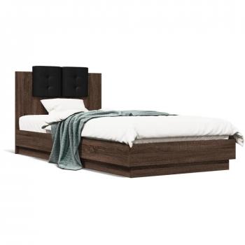 Cabecero de pared redondo de madera multicapa en color roble marrón, dimensiones 90x200 cm