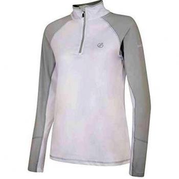 Dare 2b - Capa Media de Forro Polar para Mujer, elástica, Ligera, cálida y de Secado rápido, con Media Cremallera, Color Blanco y Gris