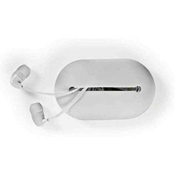 Nedis HPWD1020WT Auriculares con Cable | Intrauditivo | Funda de Viaje | Cable Plano de 1,2 m | Blanco