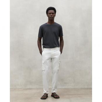 Ecoalf Men's Ethicargo Slim-Fit White Cargo Pants - Sustainable Recycled Cotton, Size W36