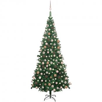 vidaXL Artificial Pre-lit Christmas Tree with Ball Set L 240 cm Green