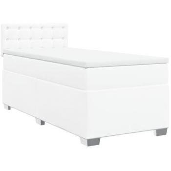 Cama box spring con colchón cuero sintético blanco 90x190 cm