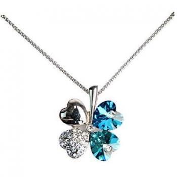 Desconocido Crystal from Swarovski Collar Azul Claro/Plateado