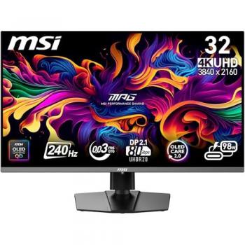 Monitor Gaming MSI MPG 322URX QD-OLED 31.5 4K Ultra HD, 240Hz, 0.03ms, HDMI/DisplayPort/USB-C