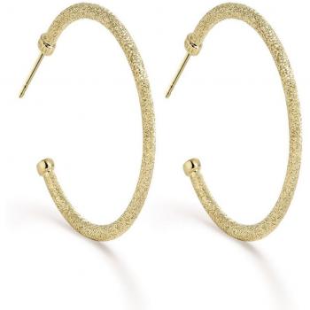 Pendientes criollas abiertas de plata bañada en oro con textura brillante
