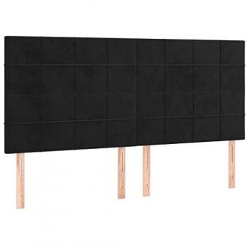 Cabecero con luces LED terciopelo negro 160x5x118/128 cm