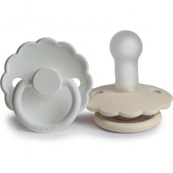 Frigg Daisy Silicone Pacifier Size 1 (0-6 Months) 2-Pack Bright White/Cream