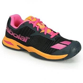 Babolat Jet All-Court Zapatillas de tenis junior, Grey/Orange/Pink, 3 UK